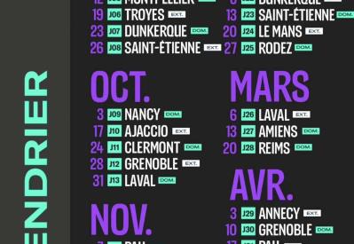 Calendrier saison 2025 -2026 EAG Guingamp