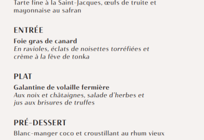 Menu Le Bélouga Noël 2025